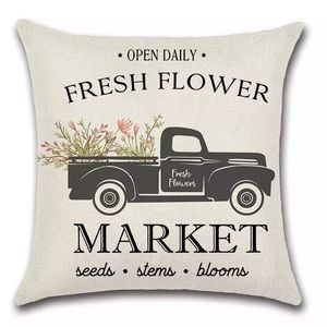 Fresh Flowers Truck Pillow Cover